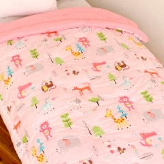 韩国&story 套装 纯棉小动物三件套 儿童被 粉色